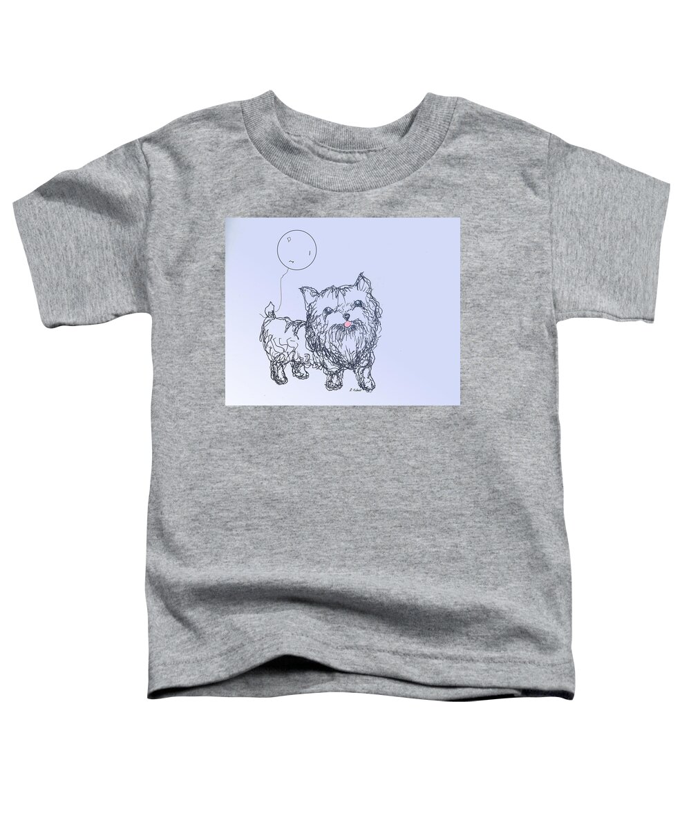 Dog Toddler T-Shirt featuring the drawing Yorkie by Denise F Fulmer