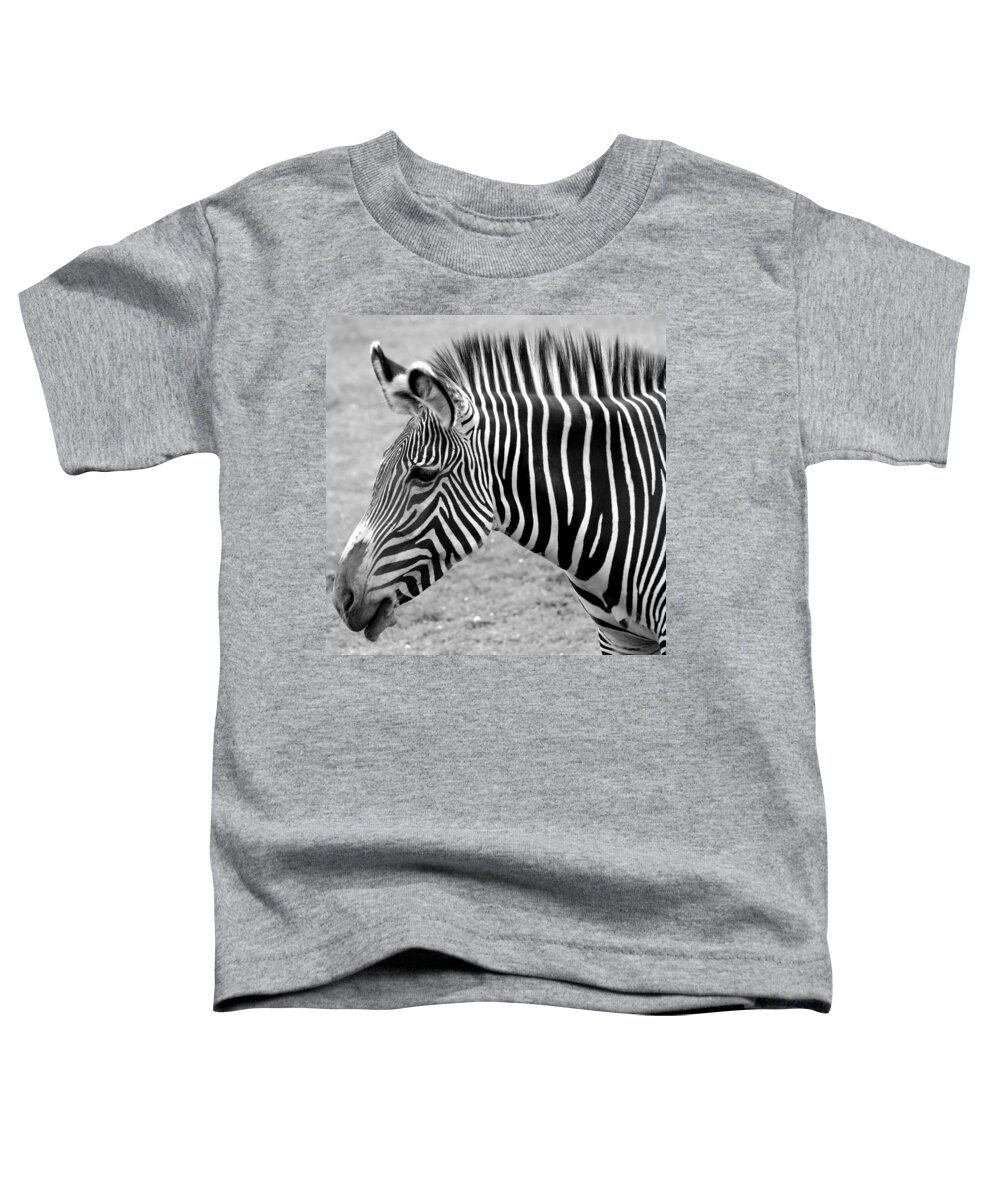 Zebra Toddler T-Shirt featuring the photograph Zebra - Here it is in Black and White by Gordon Dean II