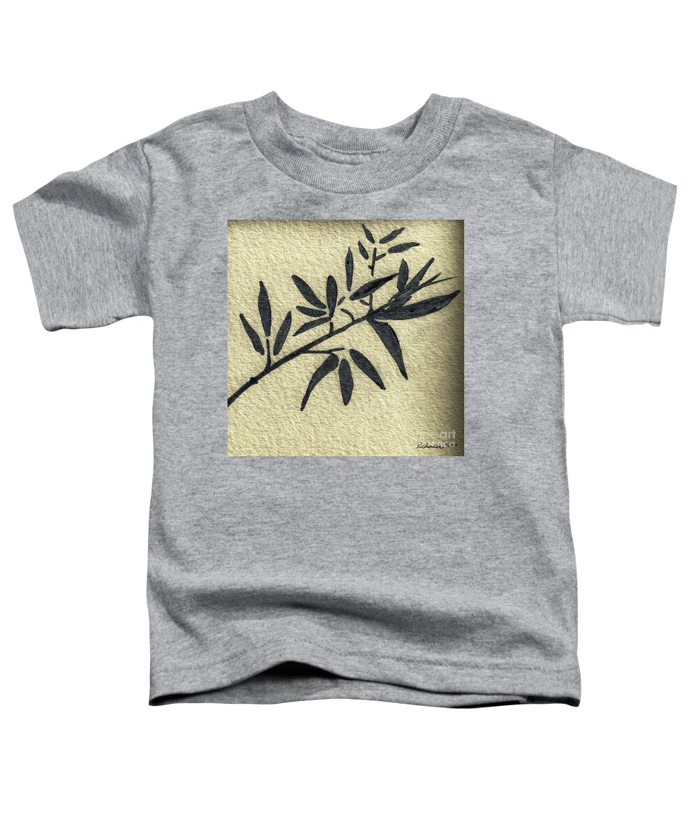 Abstract Toddler T-Shirt featuring the mixed media Zen Sumi Antique Botanical 4a Ink on Fine Art Watercolor Paper by Ricardos by Ricardos Creations