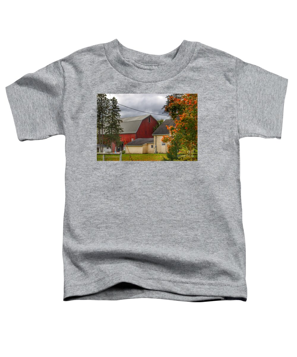 Barn Toddler T-Shirt featuring the photograph 0706 - Farnsworth Road Red II by Sheryl L Sutter