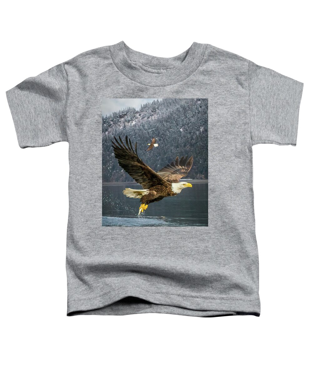 Alaska Toddler T-Shirt featuring the photograph Bald Eagle with Catch #1 by James Capo
