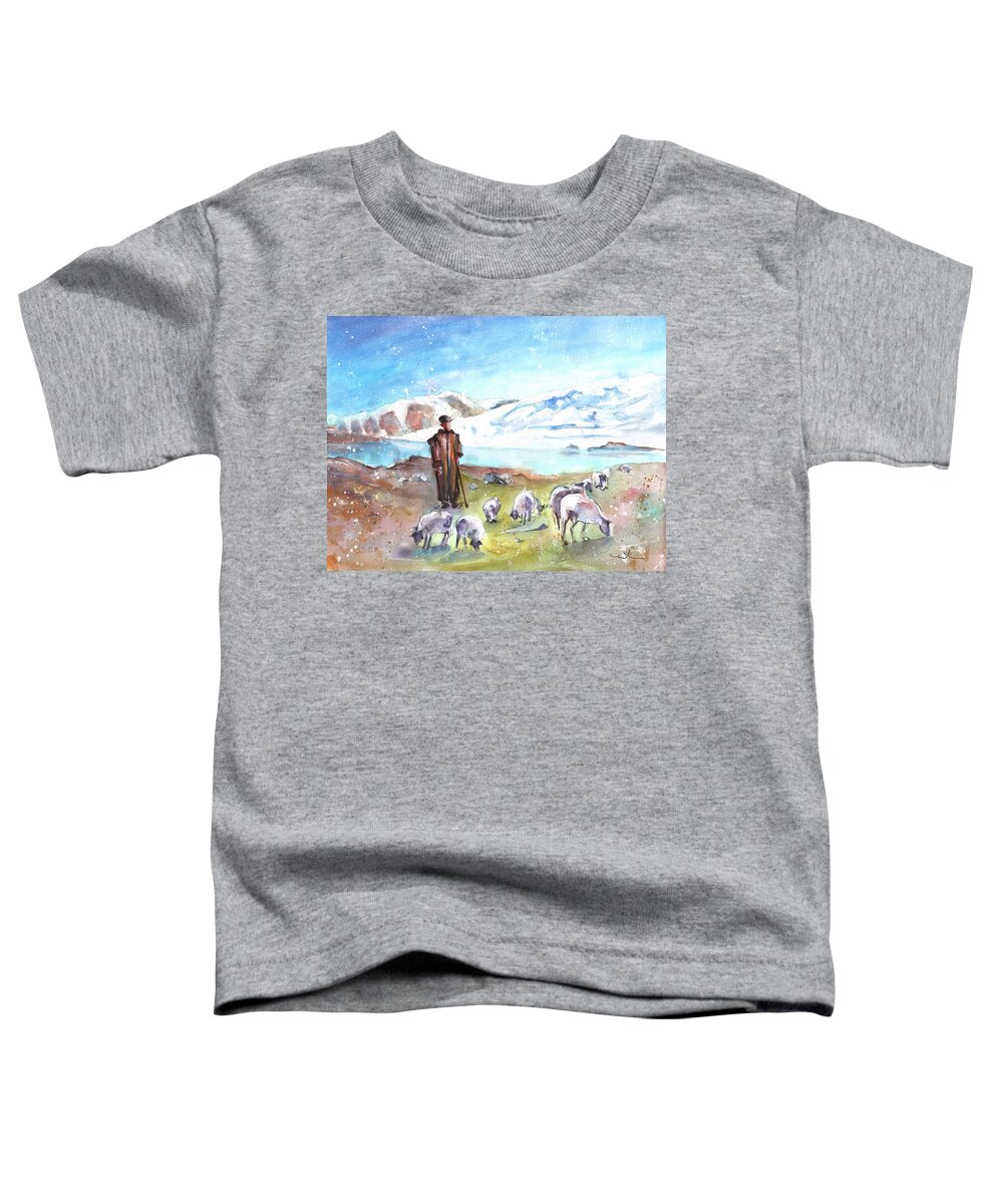 Travels Toddler T-Shirt featuring the painting Shepherd In The Atlas Mountains #1 by Miki De Goodaboom