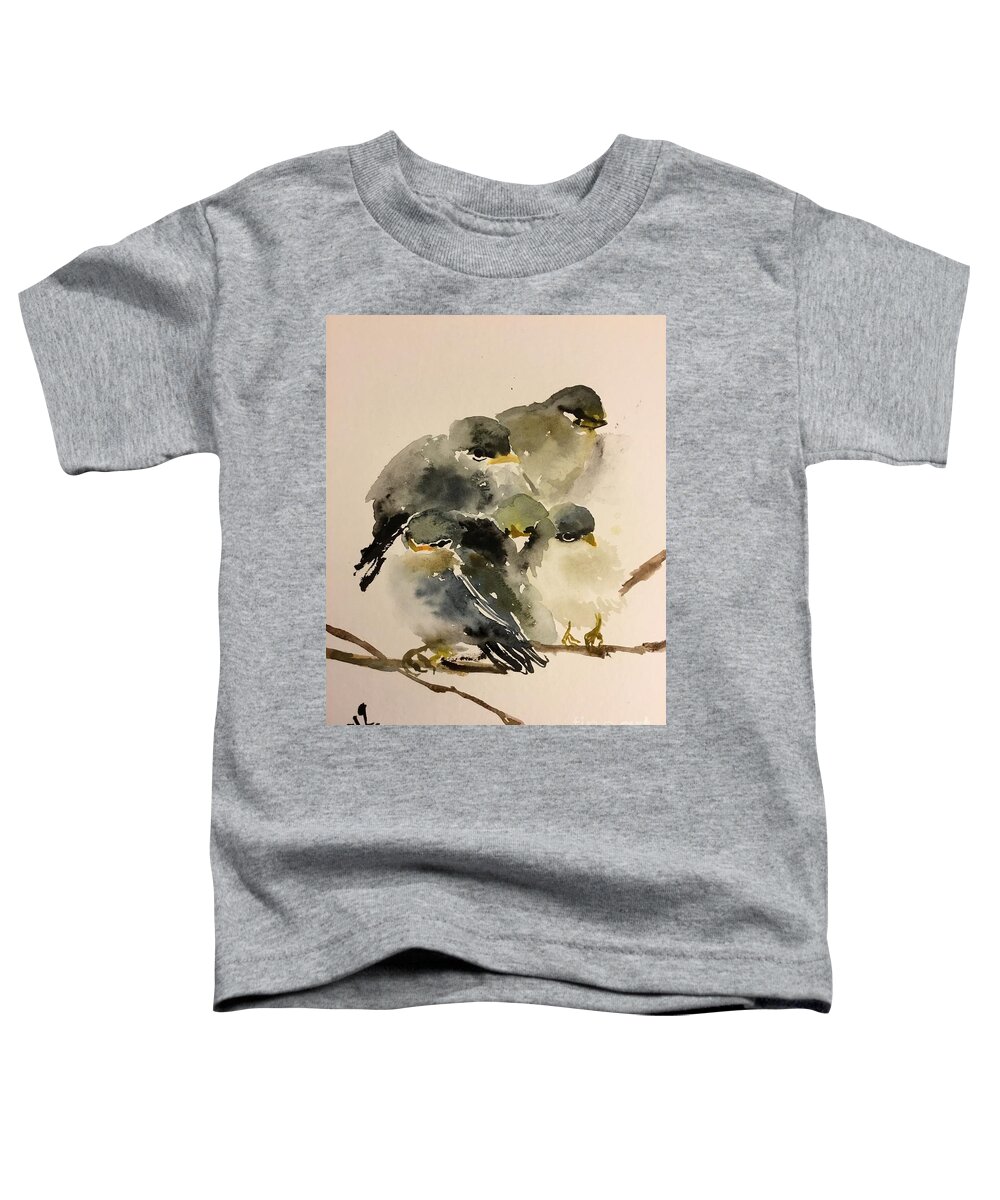 A Group Of Resting Birds Cuddling Together Toddler T-Shirt featuring the painting 1062019 by Han in Huang wong