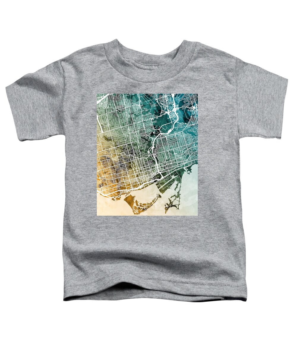Toronto Toddler T-Shirt featuring the digital art Toronto Street Map #11 by Michael Tompsett