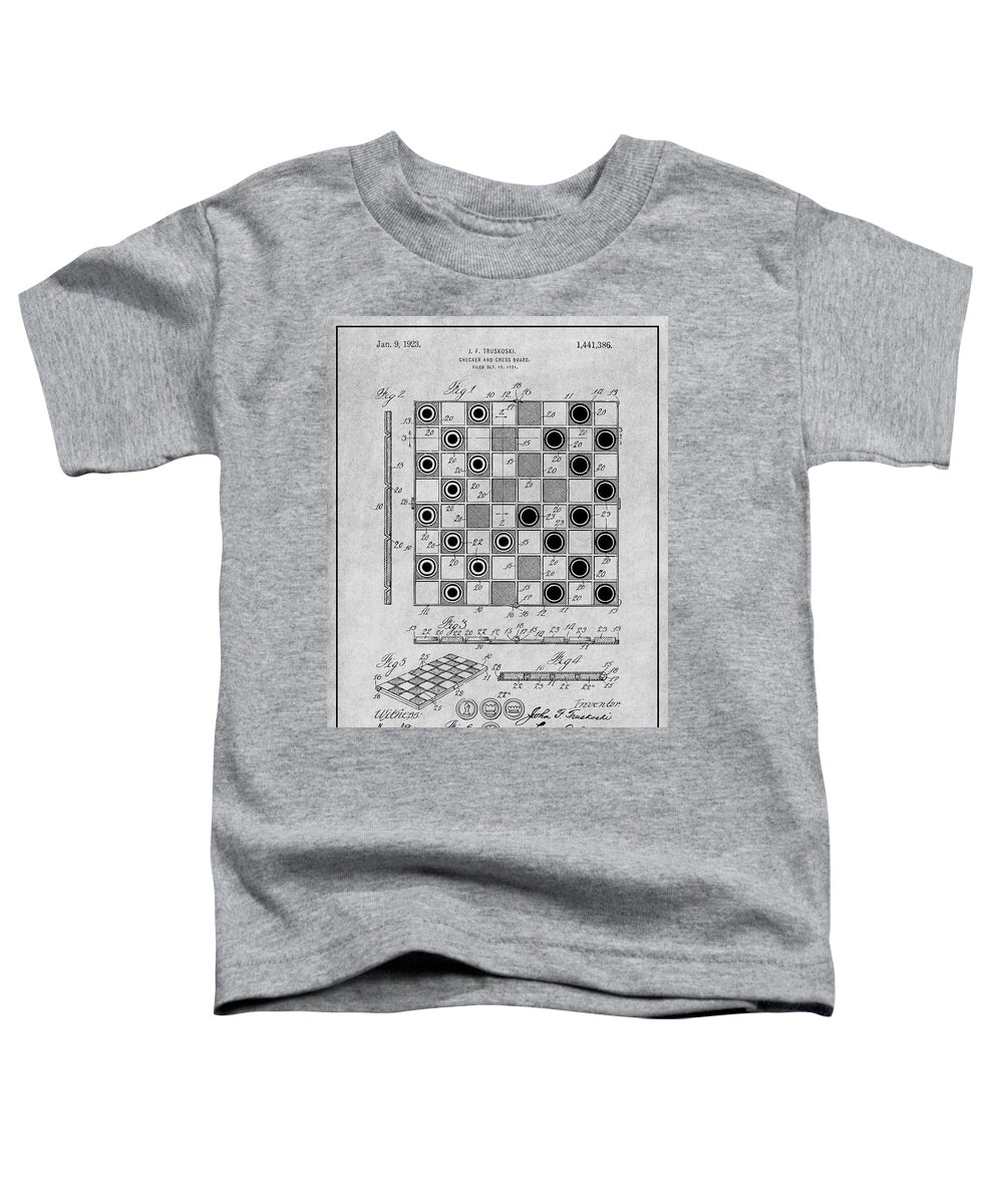 1921 Checker And Chess Board Patent Print Toddler T-Shirt featuring the drawing 1921 Checker And Chess Board Gray Patent Print by Greg Edwards