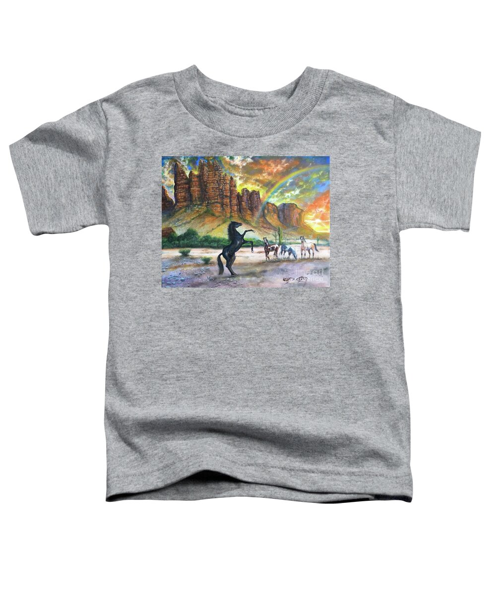 Arizona Toddler T-Shirt featuring the painting Arizona Sunset #2 by Leland Castro