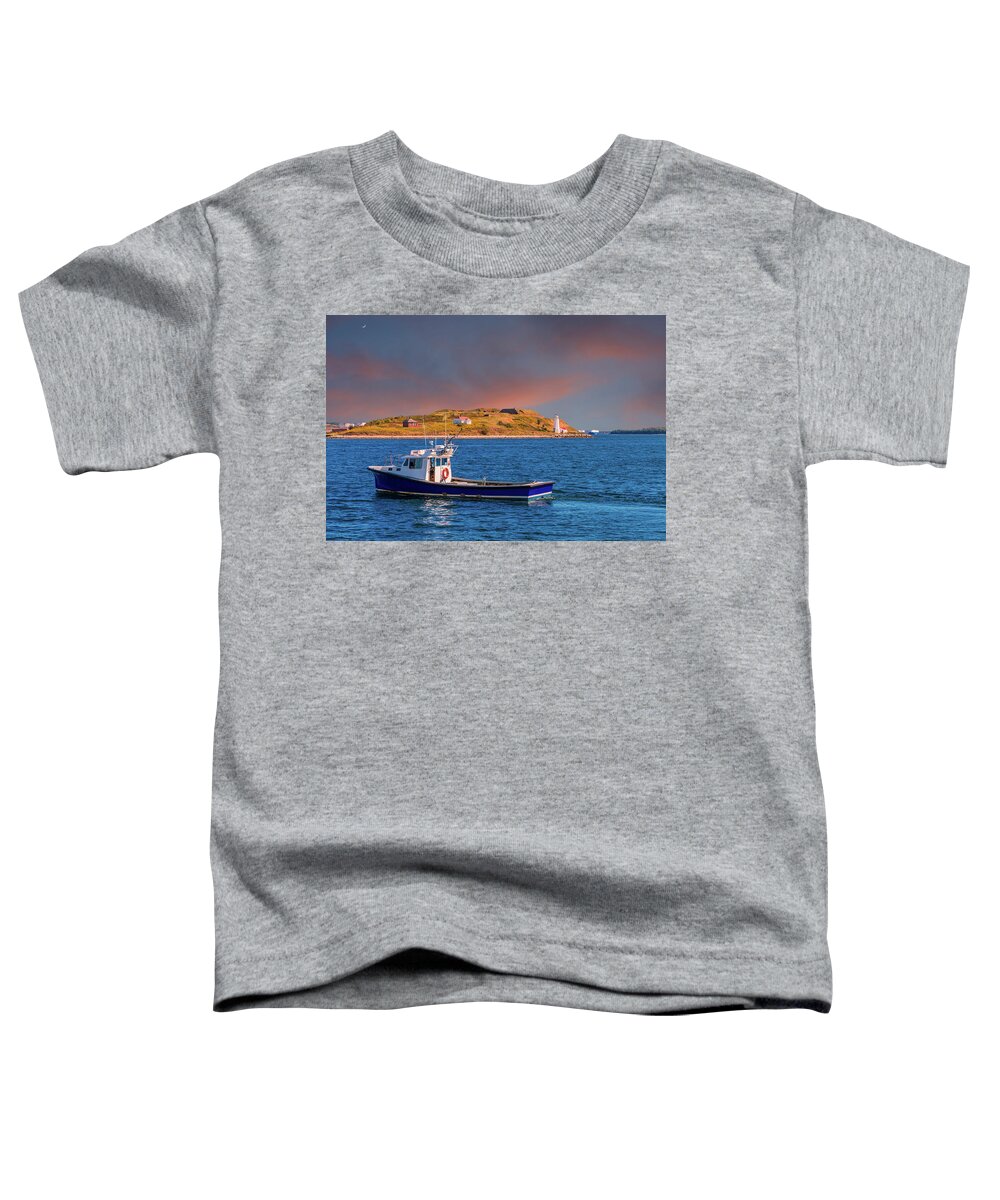 Cruise Ship Terminal Toddler T-Shirt featuring the photograph Fishing Boat Past Small Lighthouse #2 by Darryl Brooks