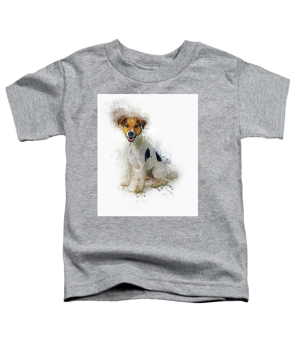 Dog Toddler T-Shirt featuring the digital art Jack Russell #2 by Ian Mitchell