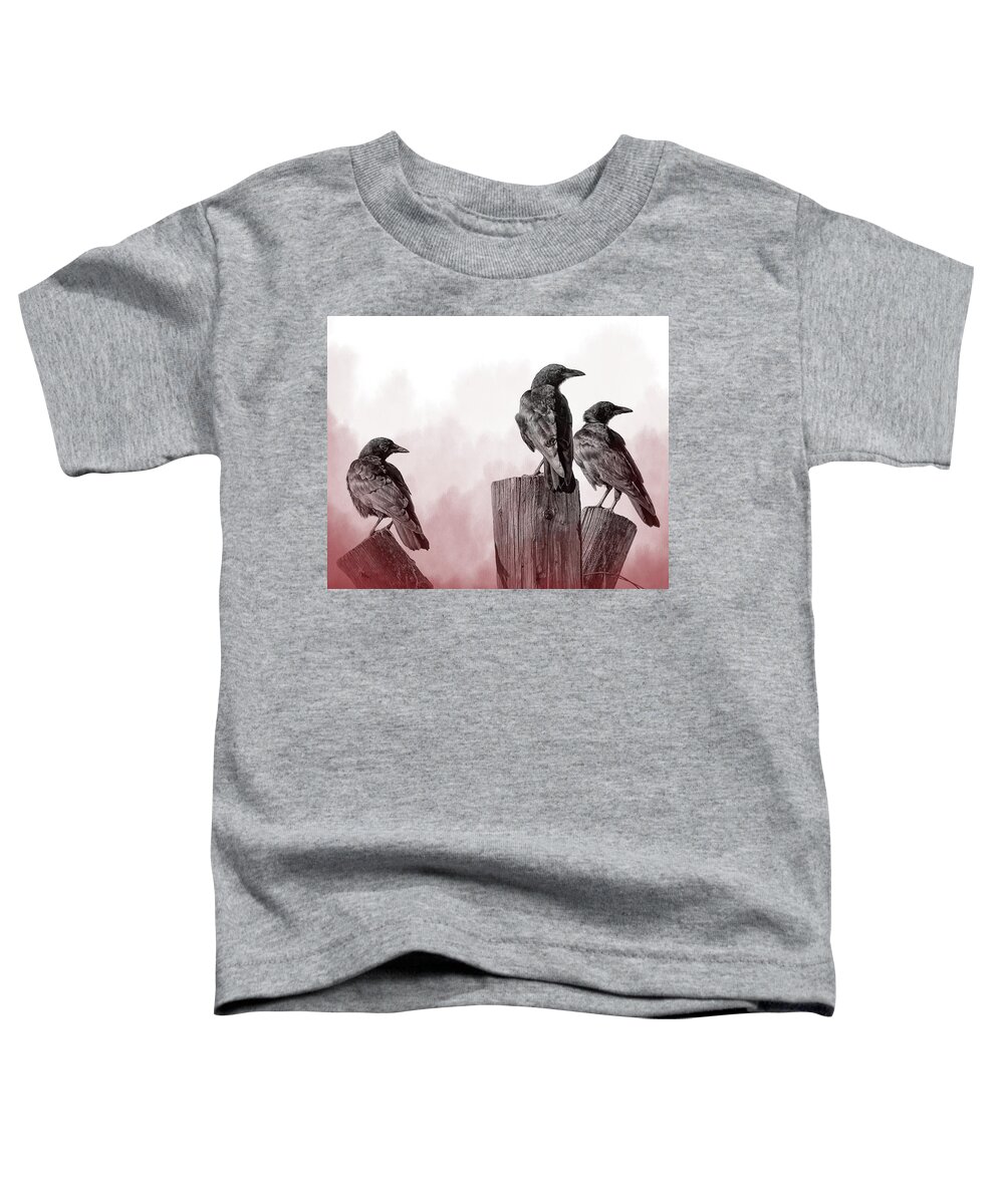 Crows Toddler T-Shirt featuring the photograph 3 Crows by Mary Hone