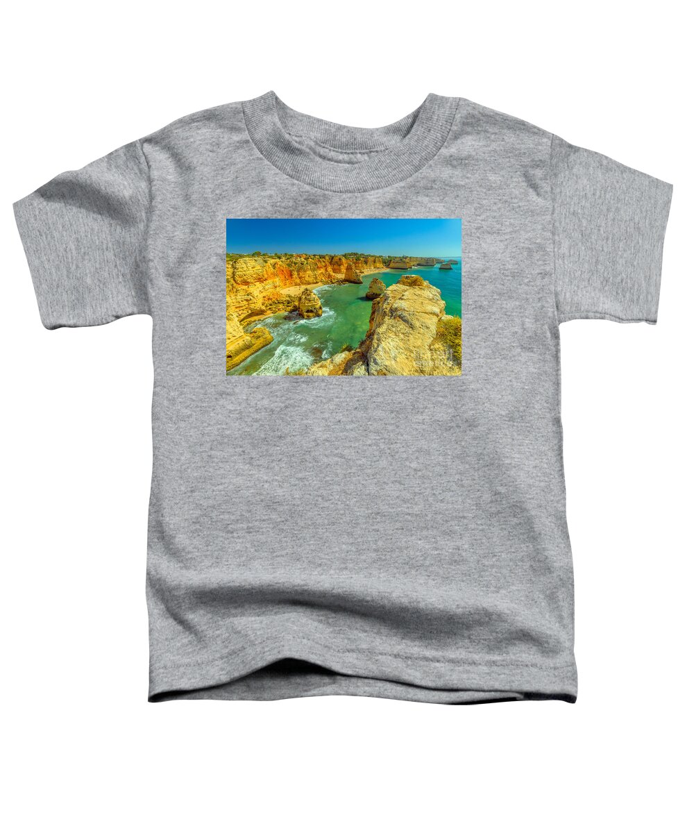 Portugal Toddler T-Shirt featuring the photograph Praia da Marinha aerial #3 by Benny Marty