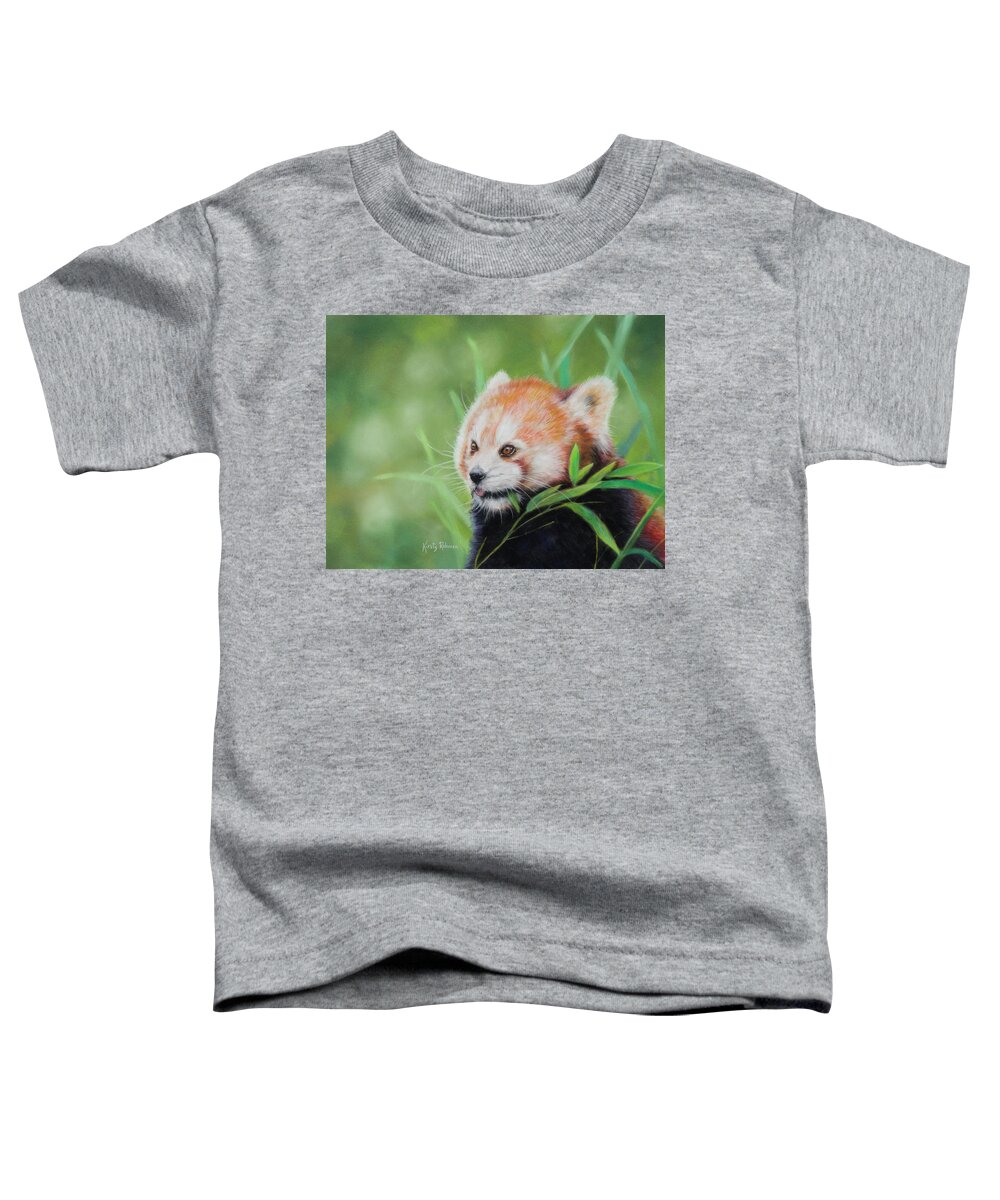 Red Panda Toddler T-Shirt featuring the pastel Lunch by Kirsty Rebecca