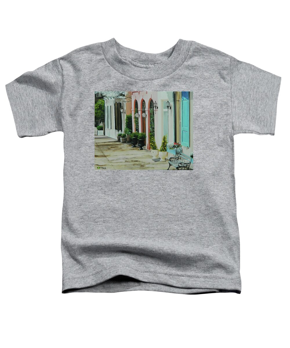 City Art Toddler T-Shirt featuring the painting A Visit To Charleston by Kenneth Harris