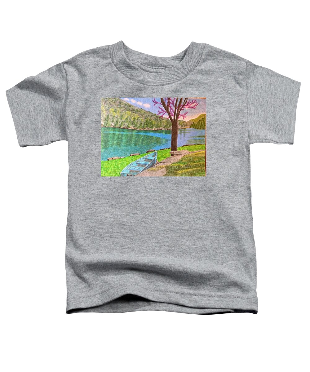 Boat Toddler T-Shirt featuring the drawing Abandoned boat by Colette Lee