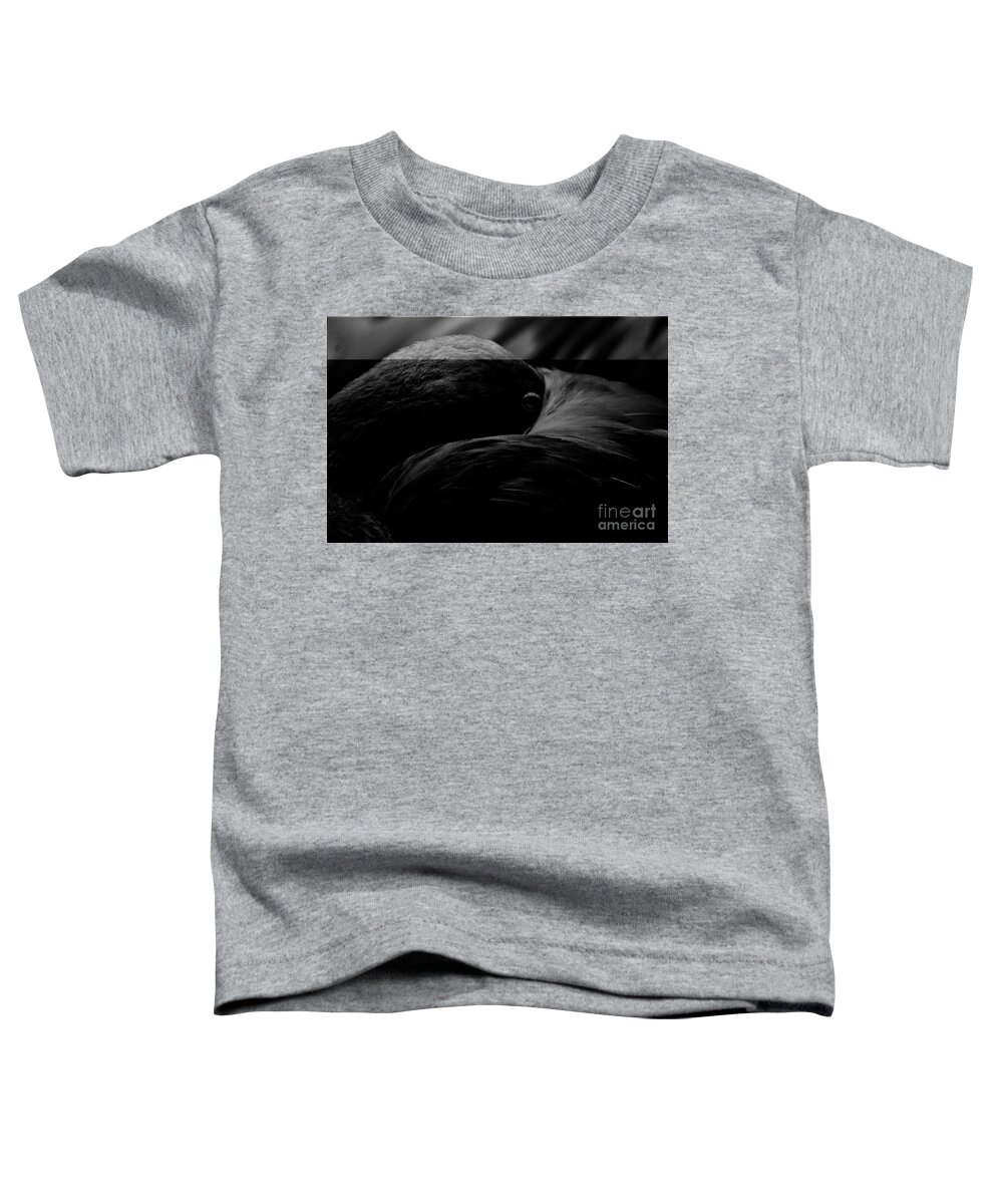 Flamingo Toddler T-Shirt featuring the photograph Abstract Flamingo Eye Black And White by Adam Jewell