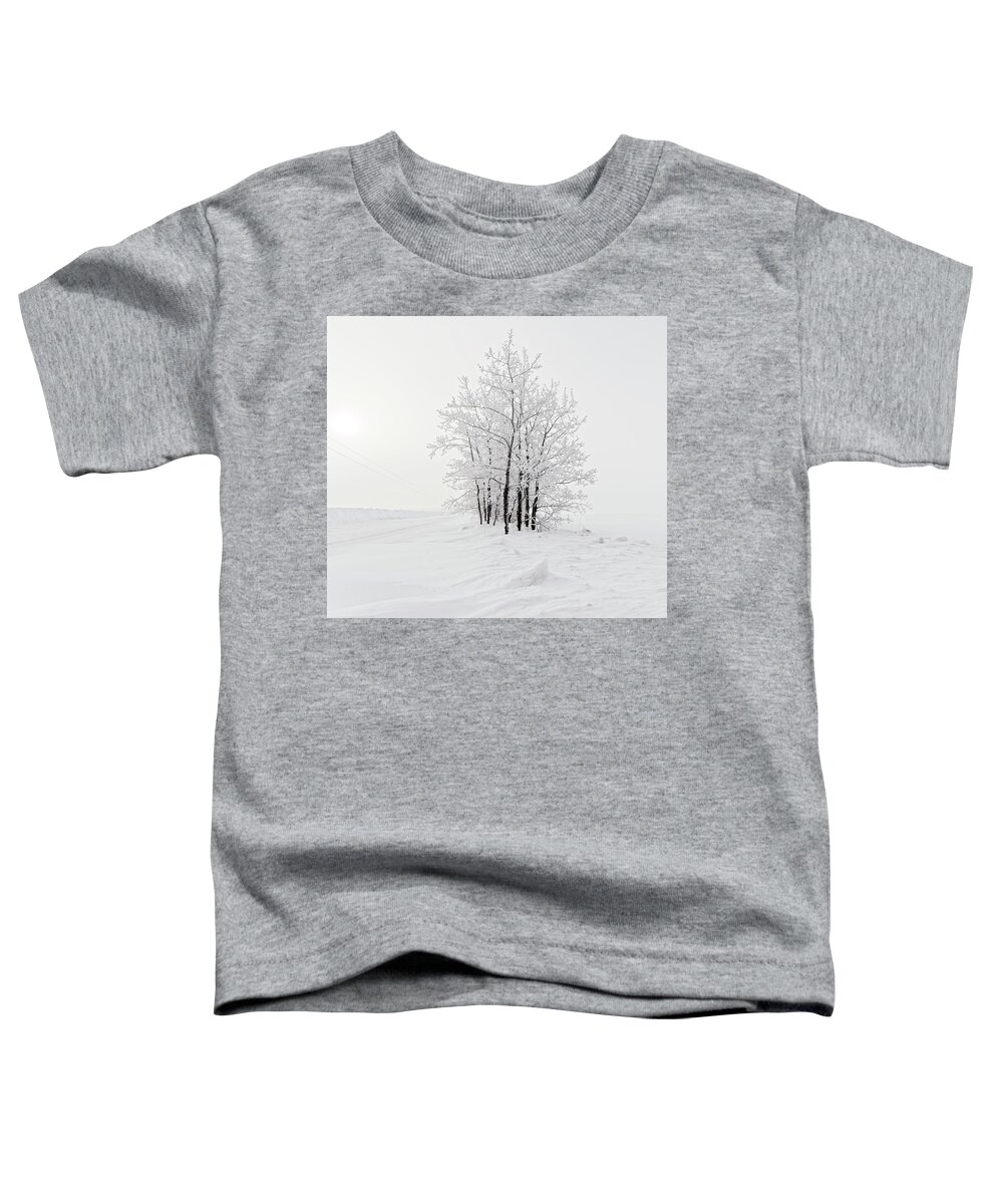 Snow Toddler T-Shirt featuring the photograph Alone on the Prairie by Dan Jurak
