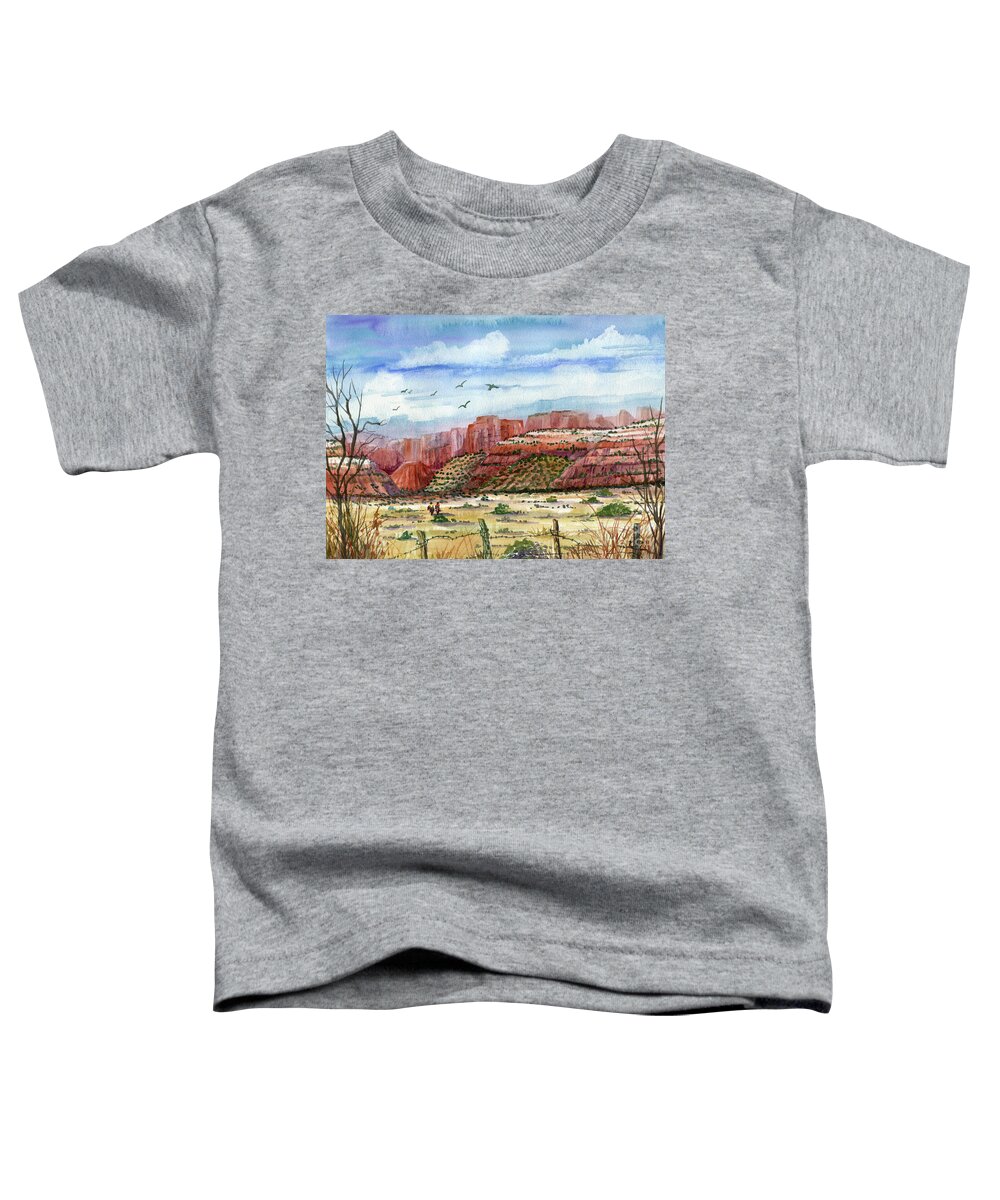 Landscape Toddler T-Shirt featuring the painting Along The New Mexico Trail by Marilyn Smith