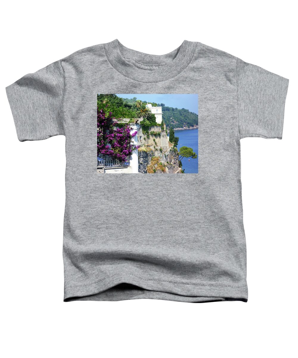 Italy Toddler T-Shirt featuring the photograph Amalfi Coast Sorrento Cliff Italy Shore by Irina Sztukowski