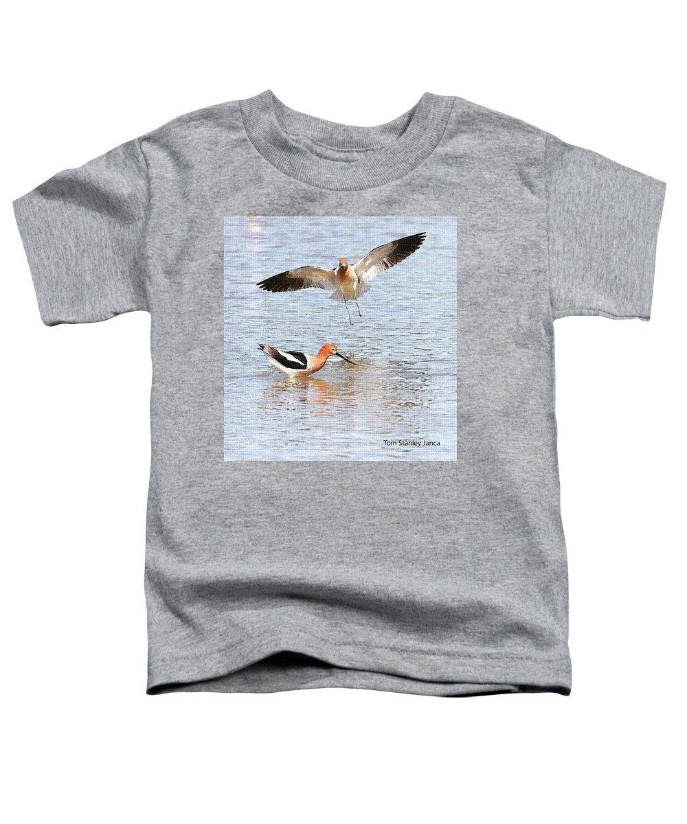 American Avocets At Gilbert Water Ranch Toddler T-Shirt featuring the digital art American Avocets At Gilbert Water Ranch by Tom Janca