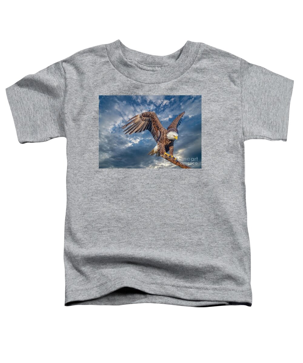 Eagles Toddler T-Shirt featuring the photograph American Bald Eagle Incoming TWO by DB Hayes