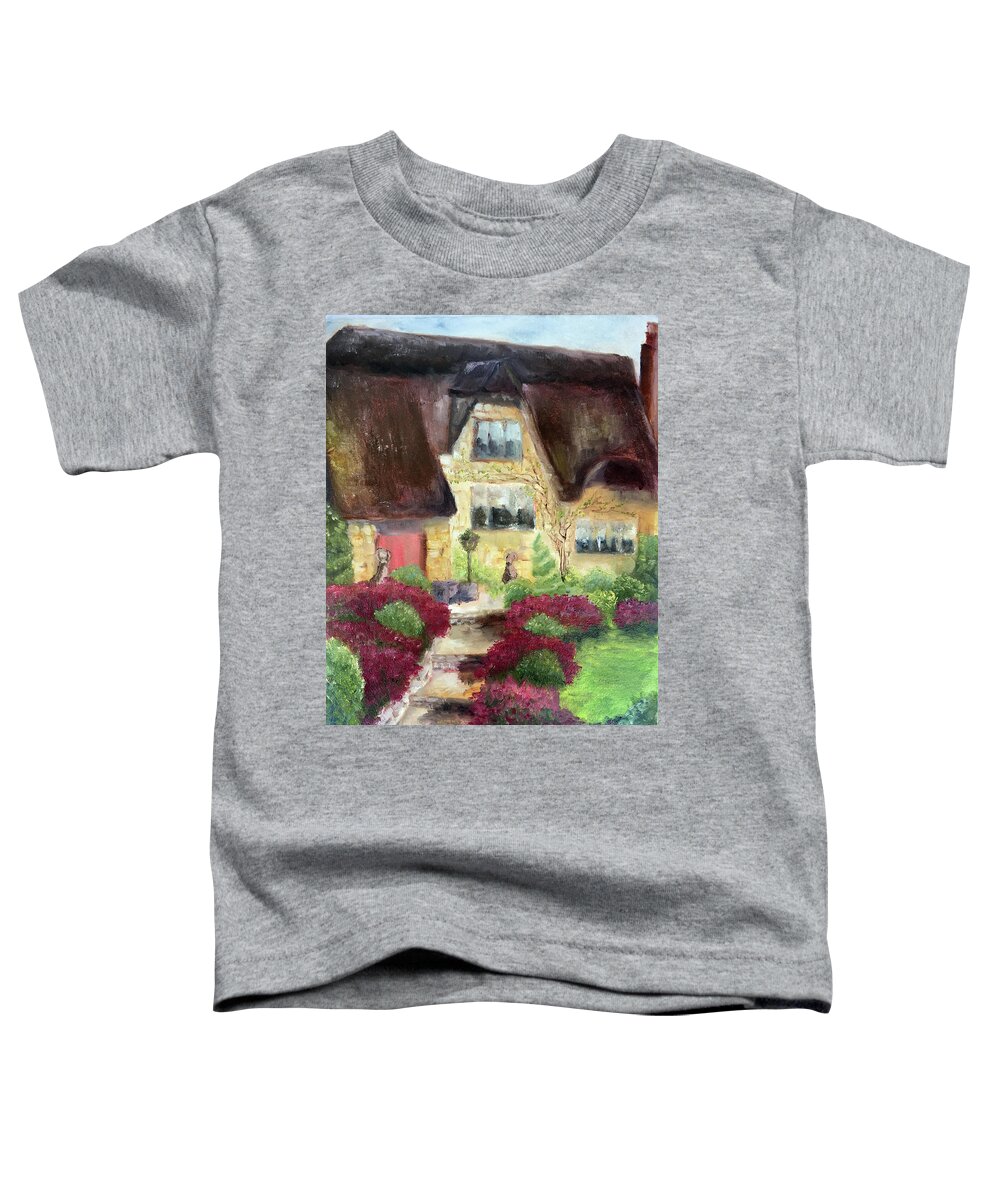 April Cottage Toddler T-Shirt featuring the painting April Cottage by Roxy Rich