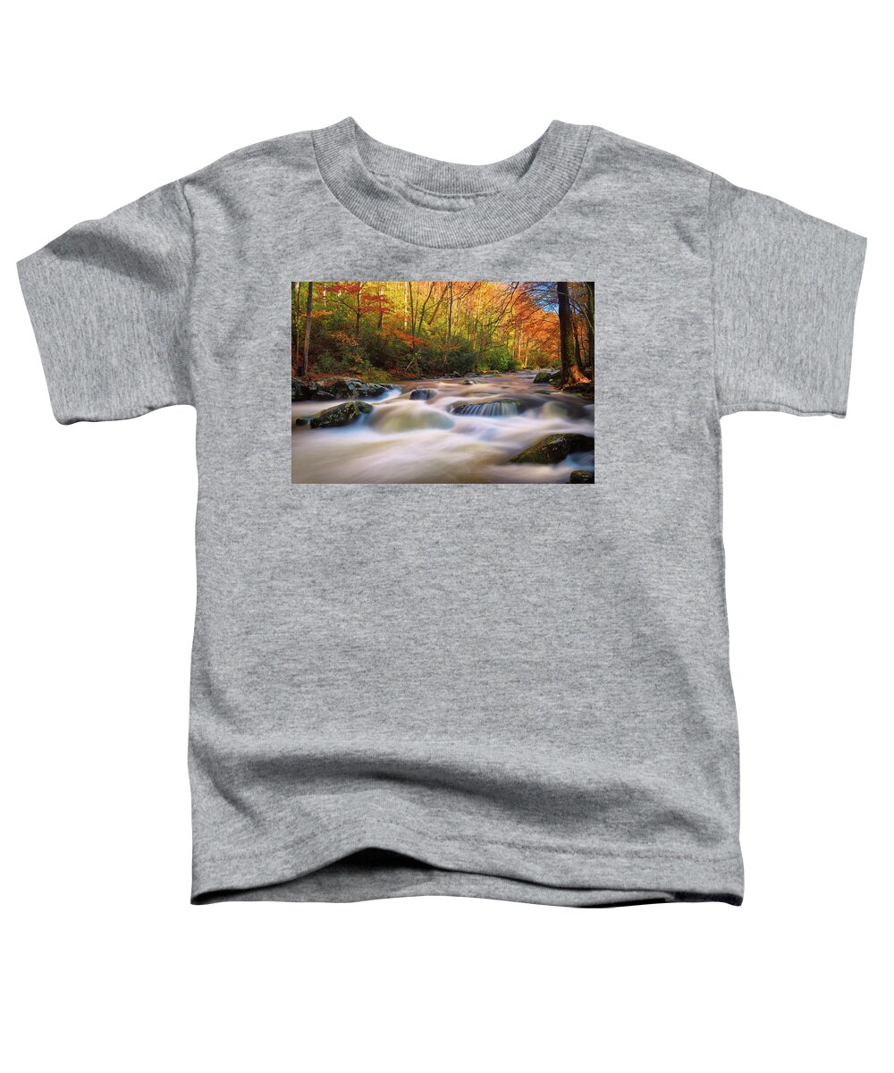 Great Smoky Mountains National Park Toddler T-Shirt featuring the photograph Autumn Rush by Greg Norrell