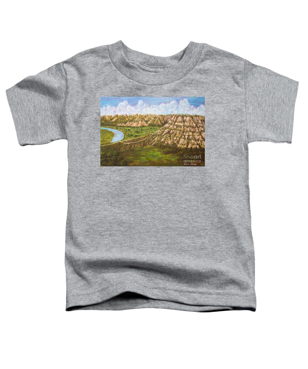 Badlands Toddler T-Shirt featuring the painting Badlands Majesty by Linda Donlin