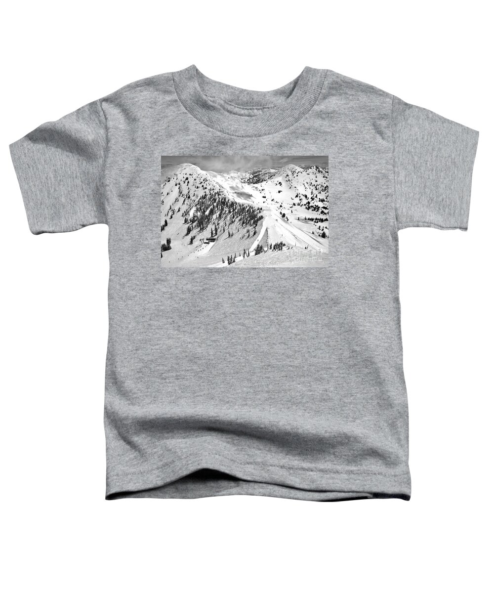 Snowbird Toddler T-Shirt featuring the photograph Baldy Ridgeline Black And White by Adam Jewell