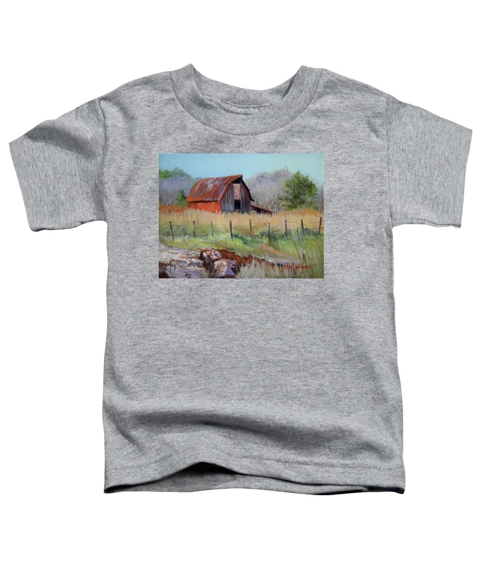 Barn Toddler T-Shirt featuring the painting Barn At Bella Vista Arkansas by Cheri Wollenberg
