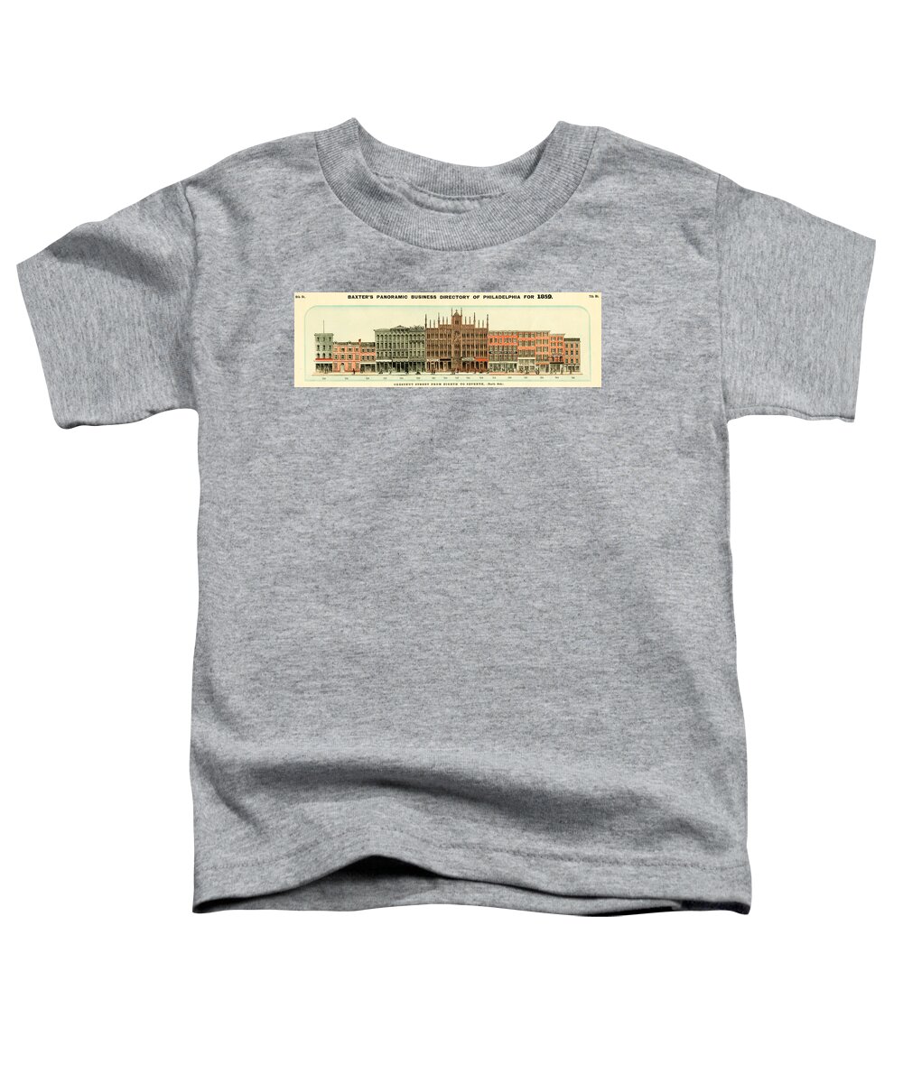 Philadelphia Toddler T-Shirt featuring the mixed media Baxter's Panoramic Business Directory by Dewitt Clinton Baxter