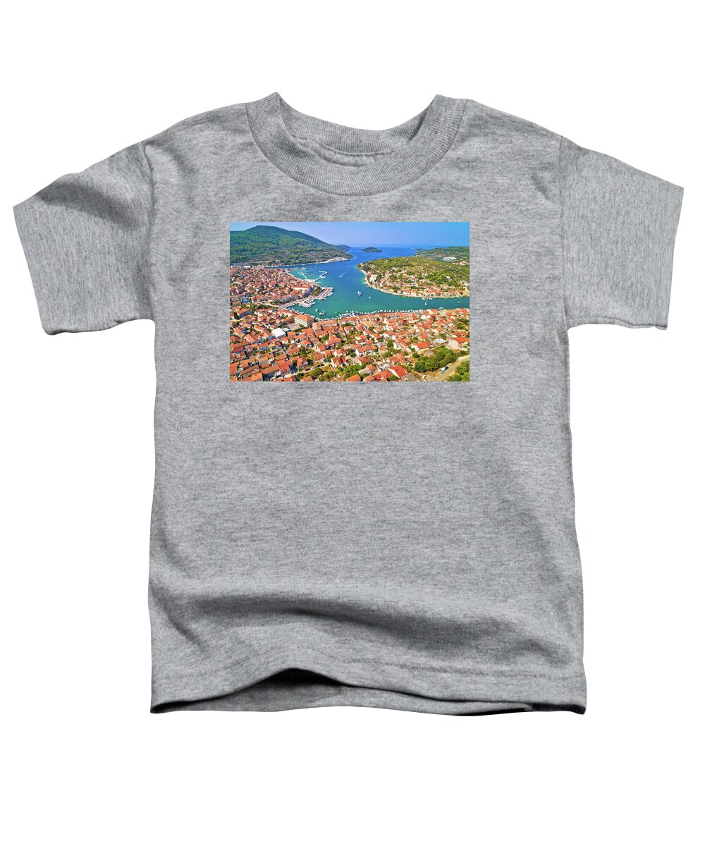 Vela Luka Toddler T-Shirt featuring the photograph Bay of Vela Luka on Korcula island aerial view by Brch Photography
