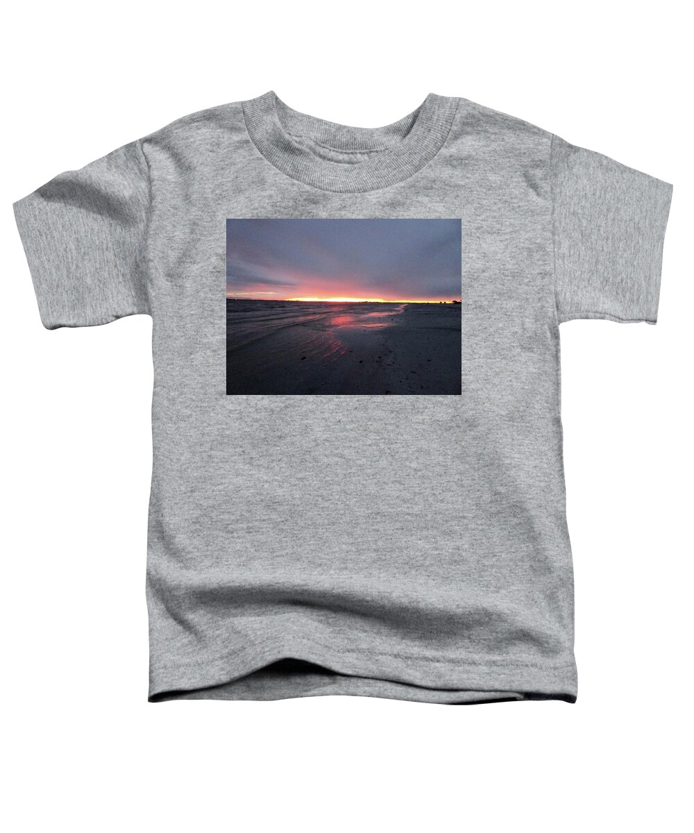 Beach Toddler T-Shirt featuring the photograph Beach Sunset in Purple by Karen Stansberry