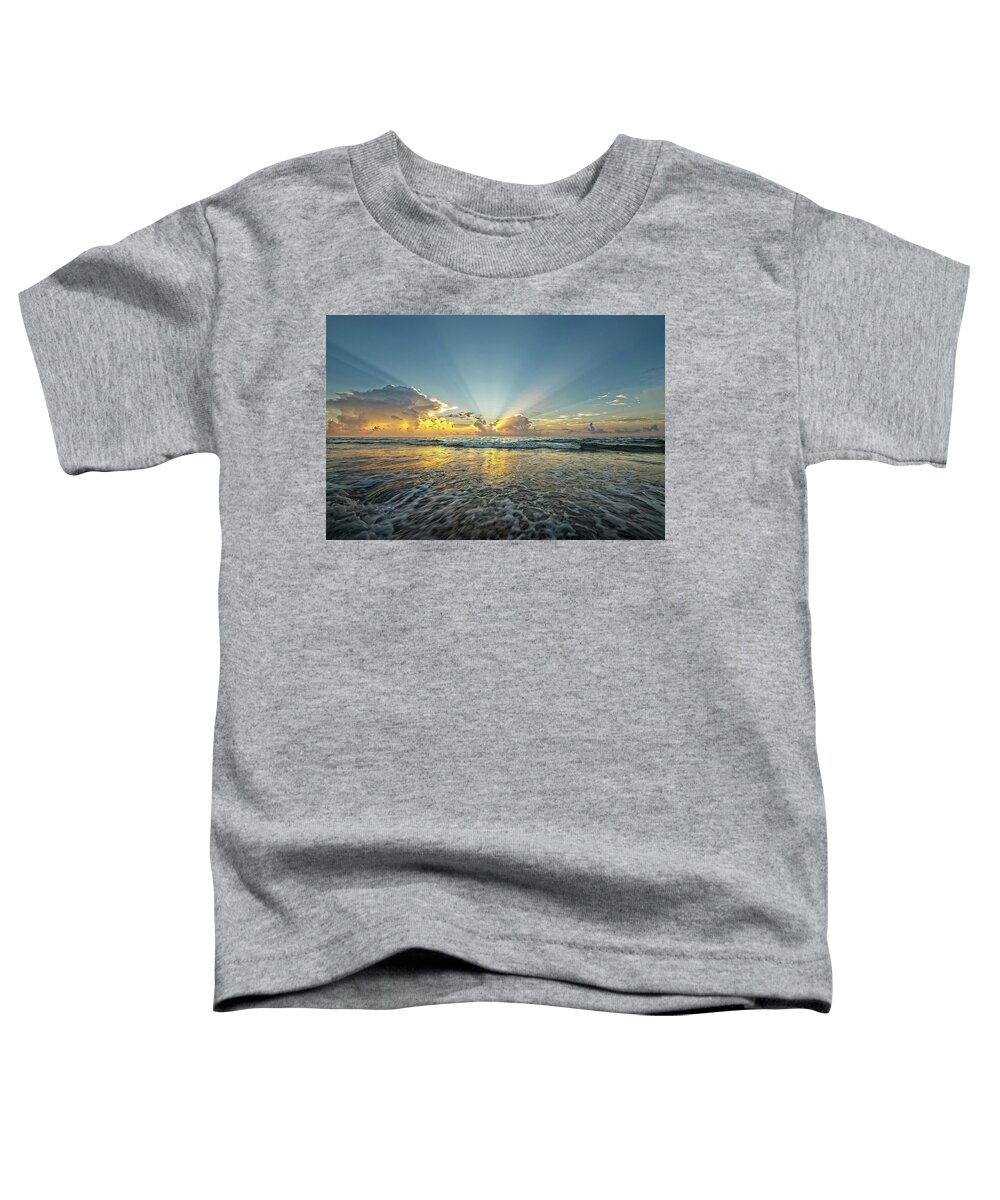 Sea Toddler T-Shirt featuring the photograph Beams of Morning Light 2 by Steve DaPonte