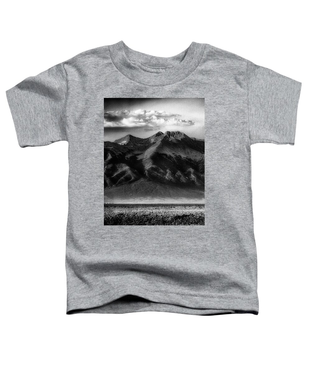 Alamosa Toddler T-Shirt featuring the photograph Blanca Peak in BW by Bill Frische
