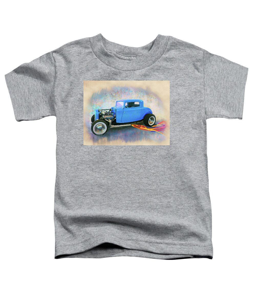 32 Ford Blue Toddler T-Shirt featuring the digital art Blue 32 Ford Coupe by Rick Wicker
