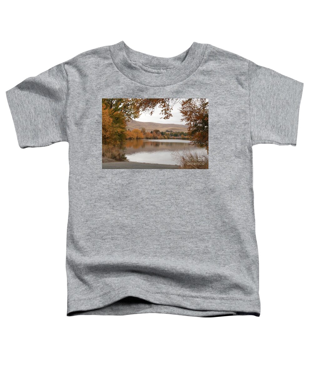 Autumn Toddler T-Shirt featuring the photograph Boat Dock in Autumn by Carol Groenen