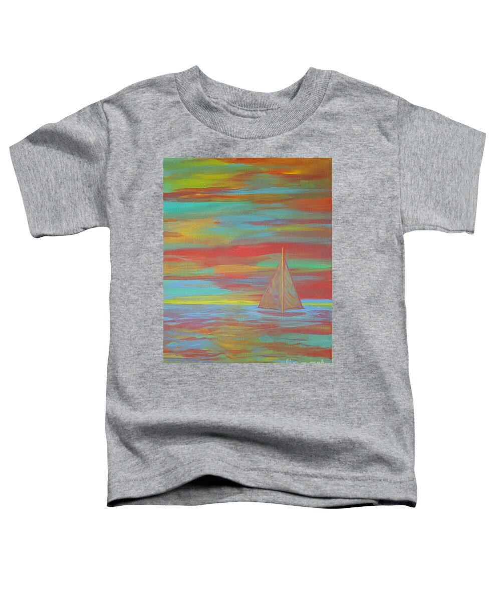 Abstract Toddler T-Shirt featuring the painting Boating Into Smooth Ocean Breezes by Elizabeth Mauldin