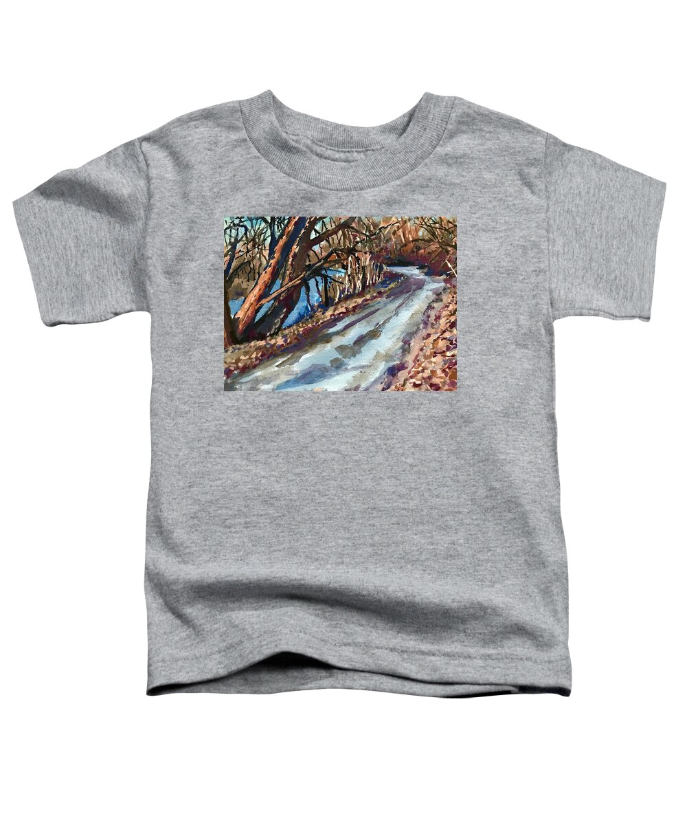 Boise Toddler T-Shirt featuring the painting Boise Greenbelt study #5 by Les Herman