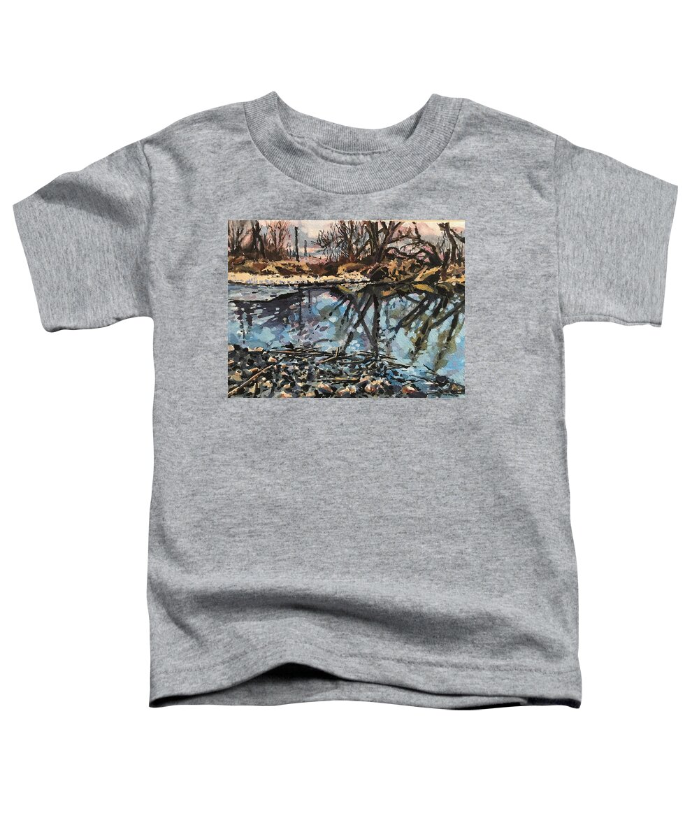 Boise River Toddler T-Shirt featuring the painting Boise River from Greenbelt study by Les Herman