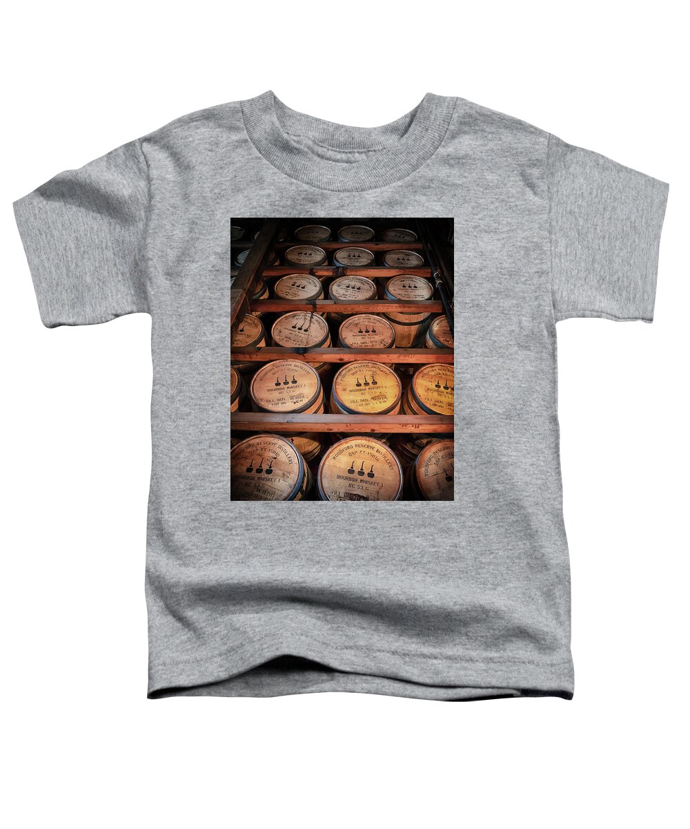 Bourbon Toddler T-Shirt featuring the photograph Bourbon Barrels in the Rick by Susan Rissi Tregoning