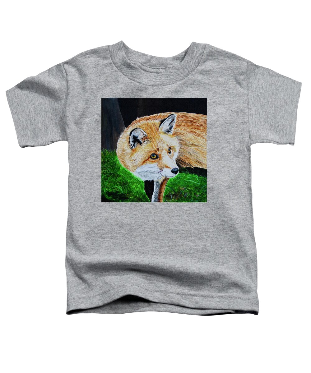 Fox Toddler T-Shirt featuring the painting Bright Eyes by Sonja Jones