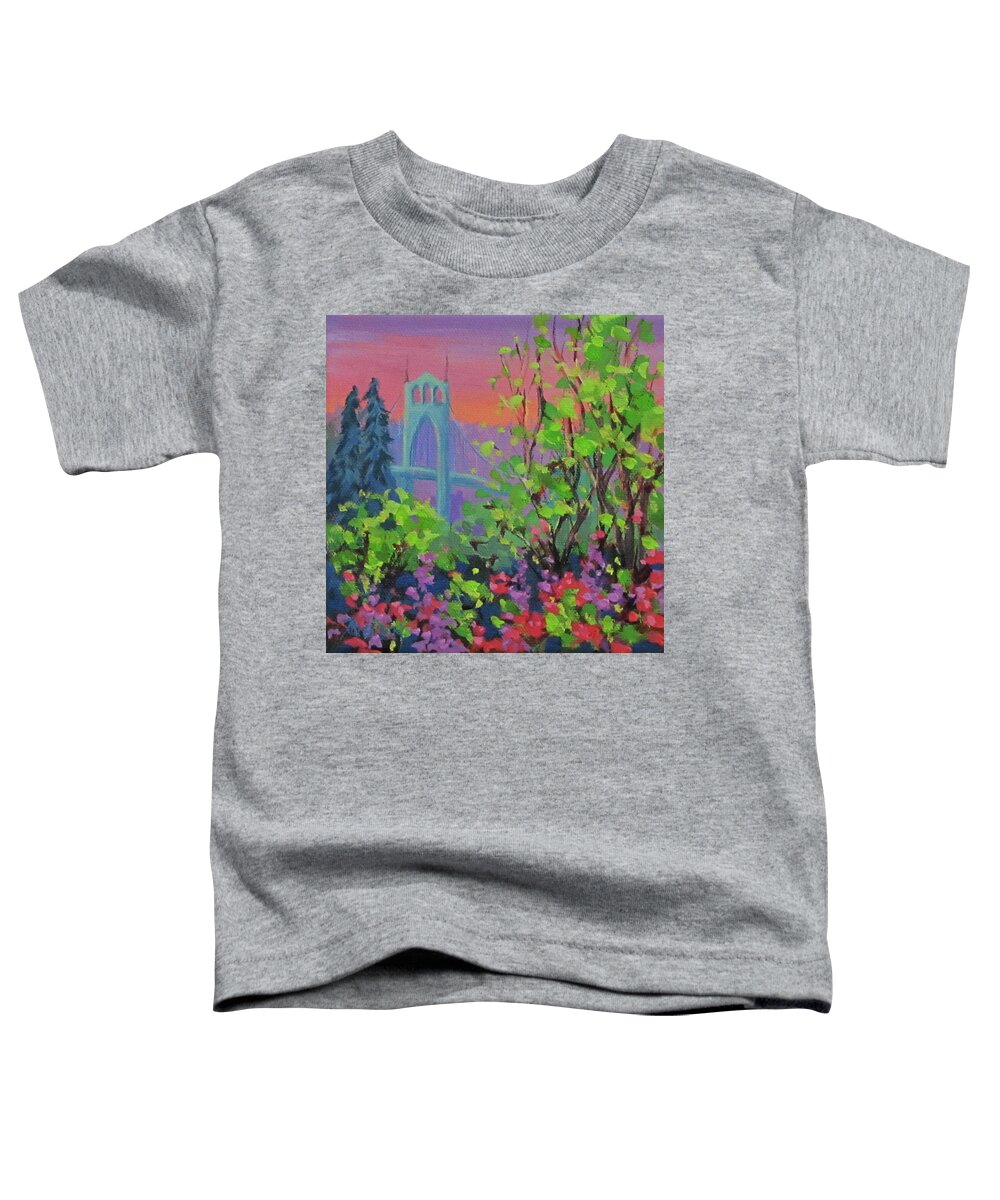 Bridge Toddler T-Shirt featuring the painting Bright Spring by Karen Ilari