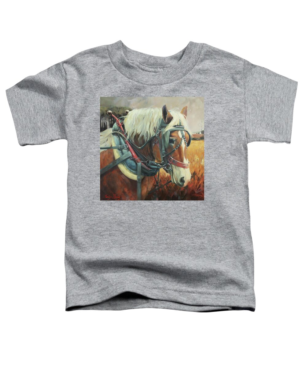 Horse Toddler T-Shirt featuring the painting Break Time by Carolyne Hawley