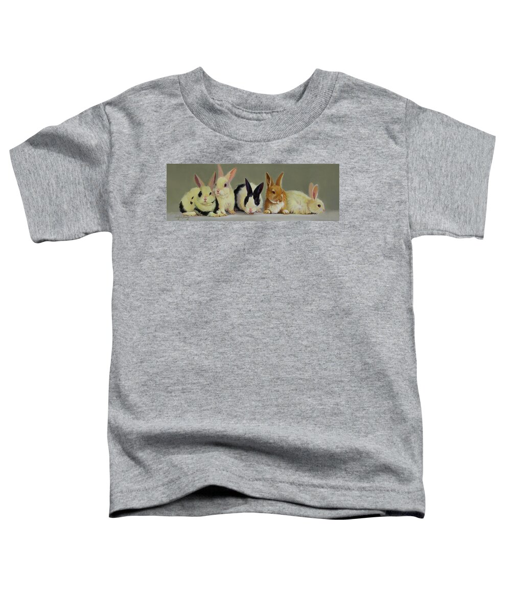 Farm Animals Toddler T-Shirt featuring the painting Bunny Babies by Carolyne Hawley