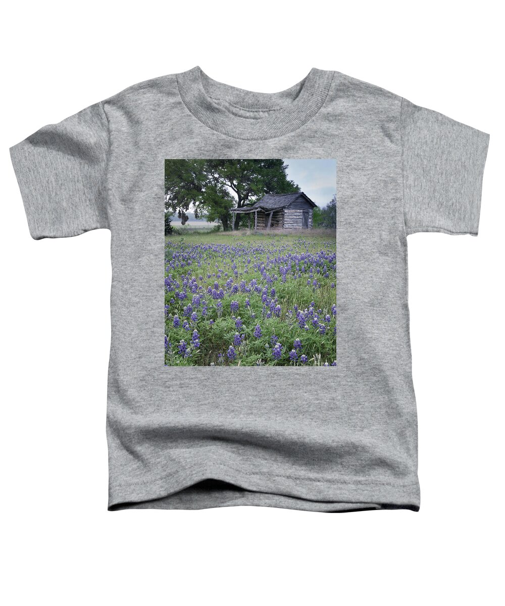 Texas Toddler T-Shirt featuring the photograph Cabin and Bluebonnets by Patti Schulze