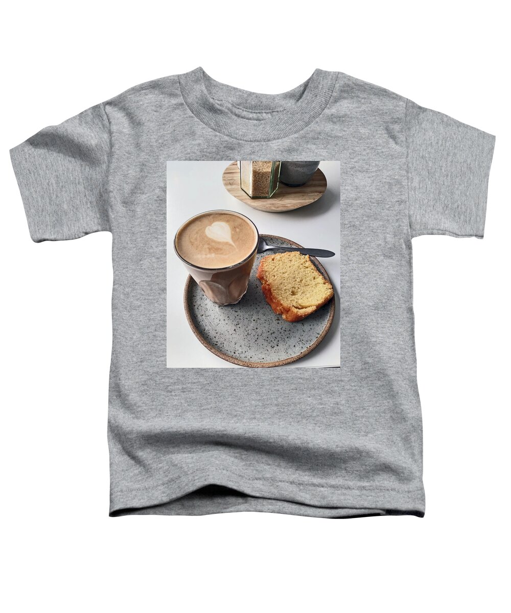  Toddler T-Shirt featuring the photograph CAFE. Latte and Cake. by Lachlan Main