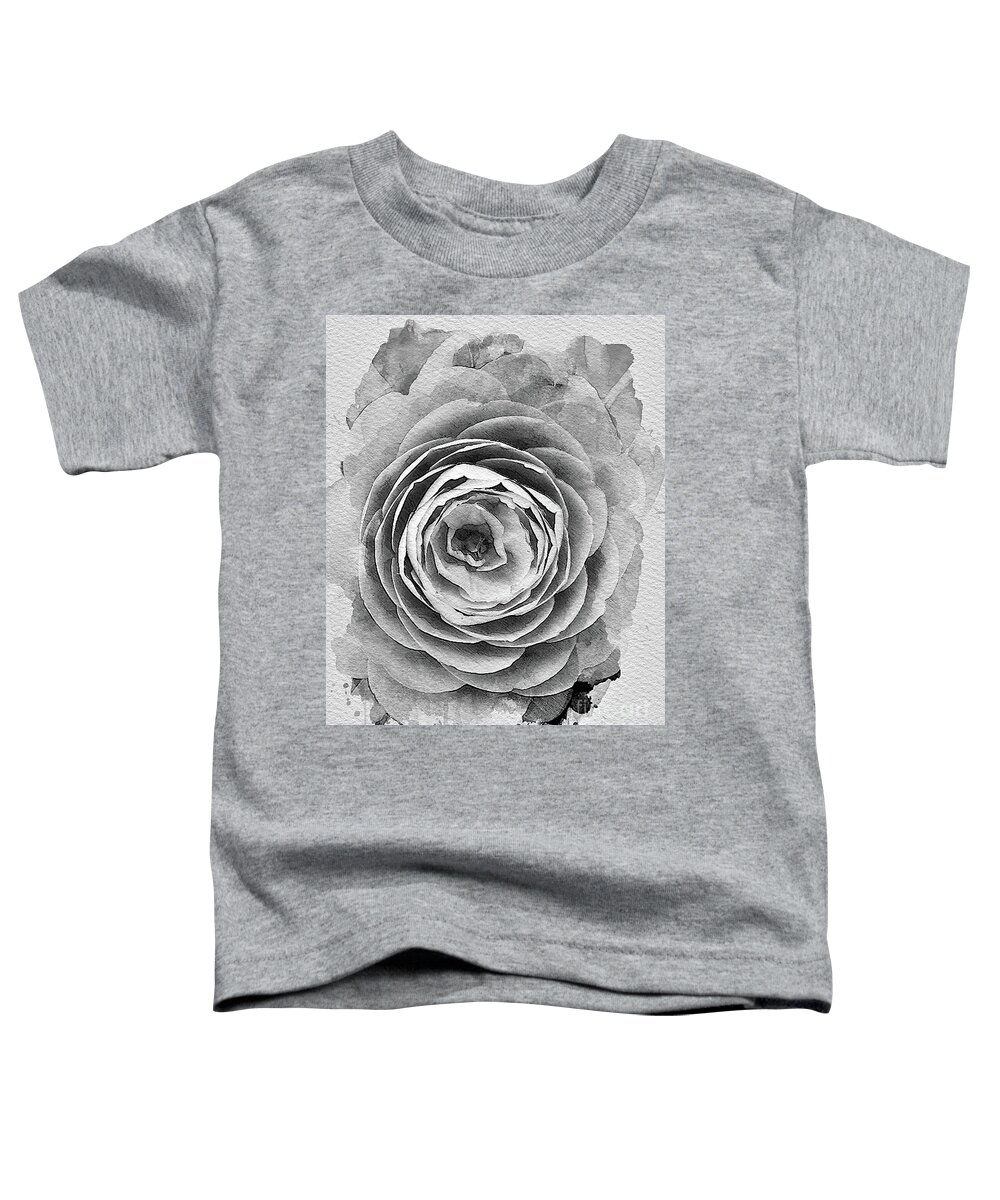 Digital Art Toddler T-Shirt featuring the digital art Camelia Black and white by Tracey Lee Cassin
