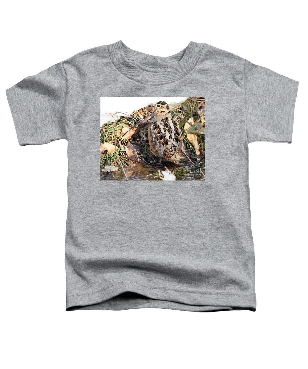 American Woodcock Toddler T-Shirt featuring the photograph Camouflaged American Woodcock by Timothy Flanigan