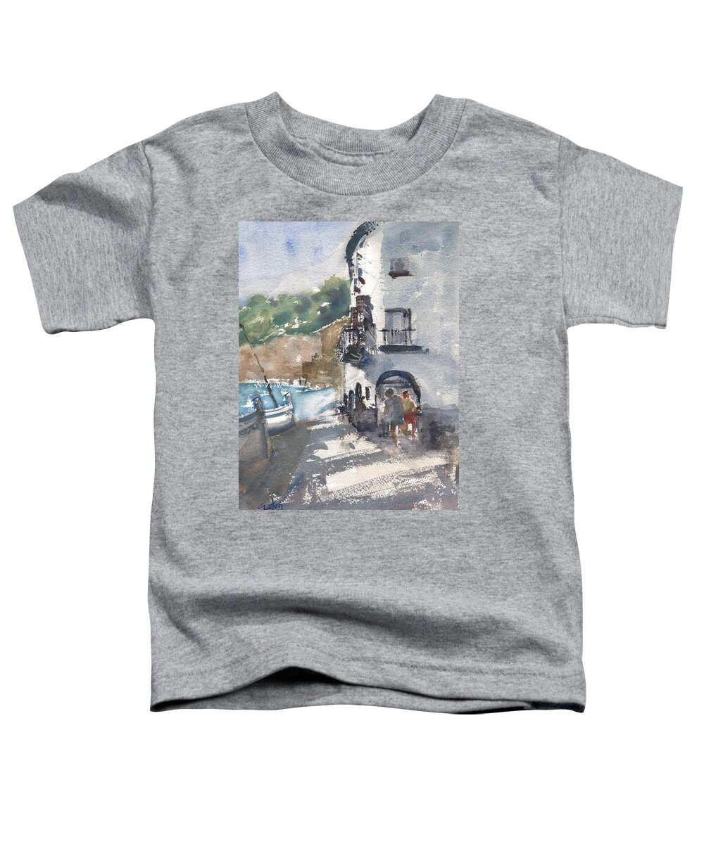  Toddler T-Shirt featuring the painting Catalan Seaside by Gaston McKenzie