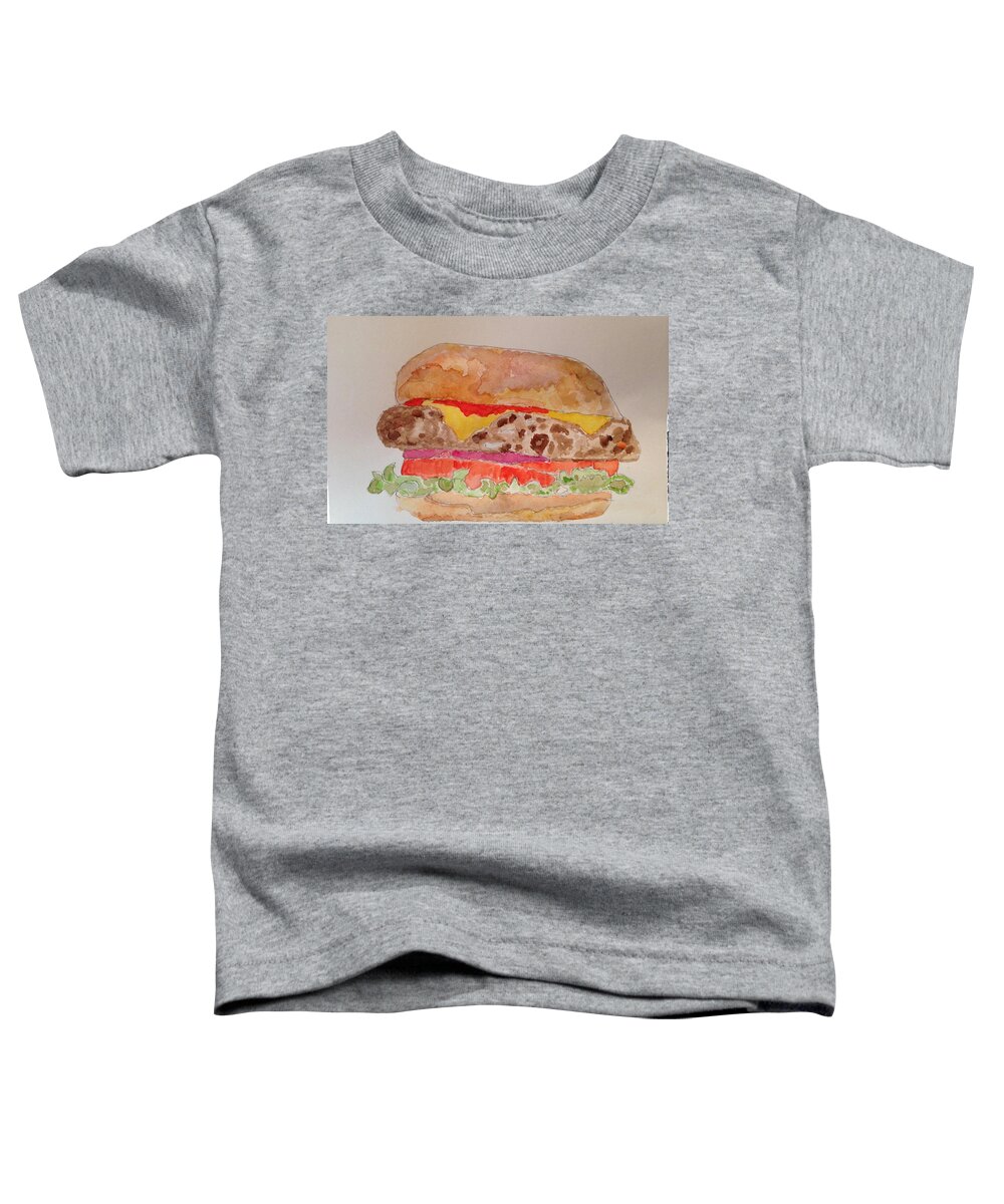 Cheeseburger Toddler T-Shirt featuring the painting Cheeseburger by Marty Klar