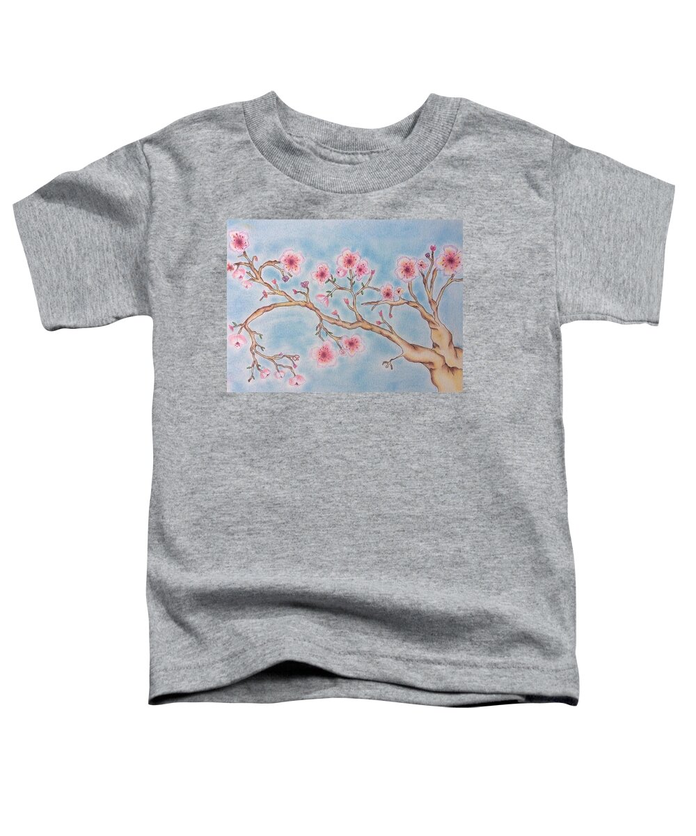 Cherry Toddler T-Shirt featuring the pastel Cherry Blossom Branches by Joanna Smith